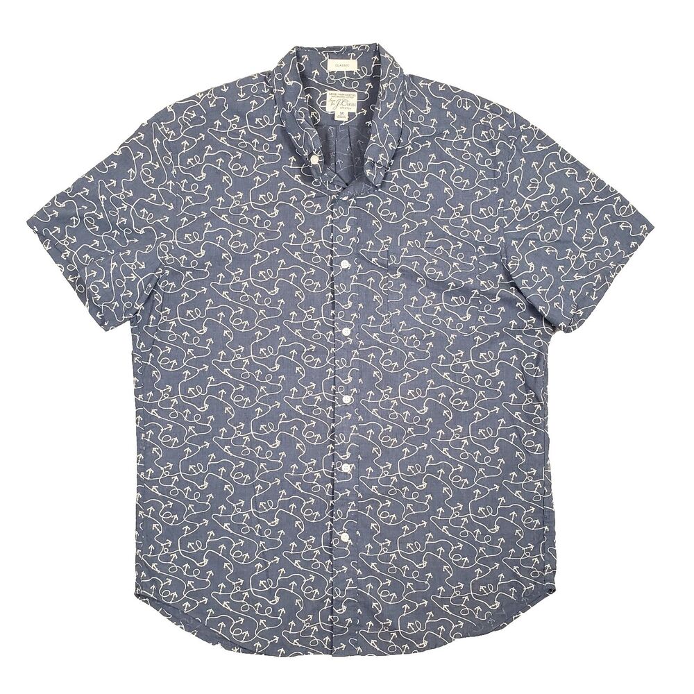 J.Crew‎ Secret Wash Shirting Sailing Shirt Mens Medium Blue Organic Cotton